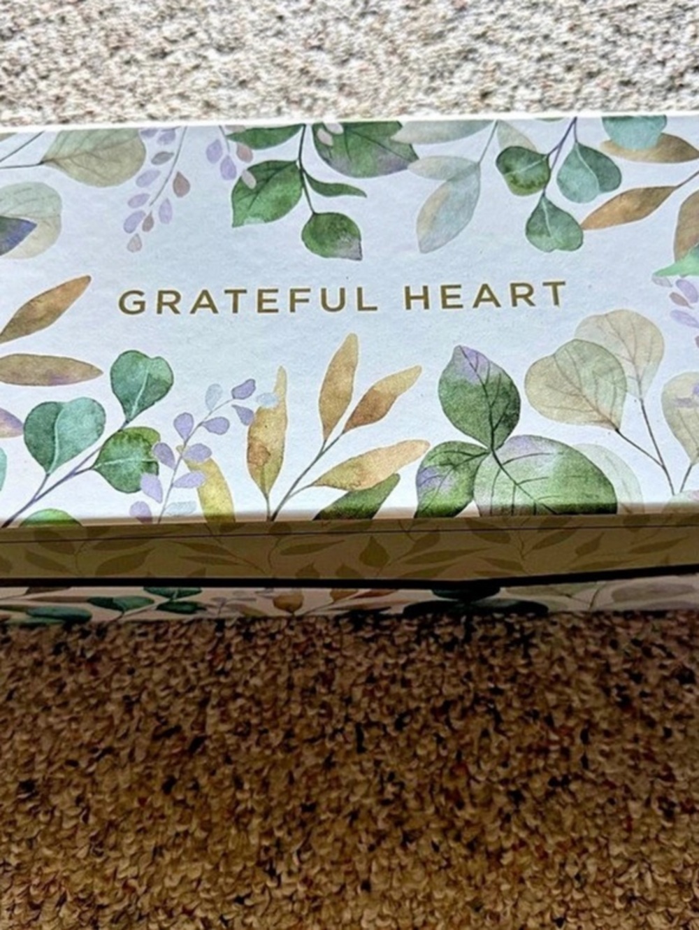 NEW Grateful Heart Floral Decorative Storage Box in Green White Organizer Home
